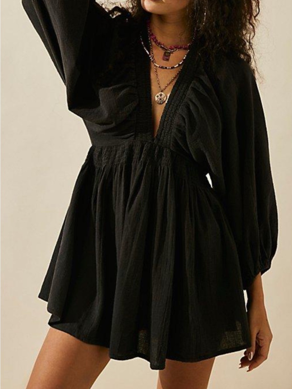 Free People For the Moment Mini Dress size Large RT $88 Black